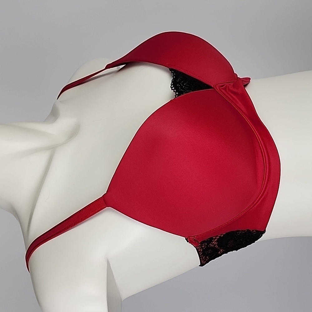 La Vie En Rose Women's Red Black Underwire Bra Lace Padded Cups 34C